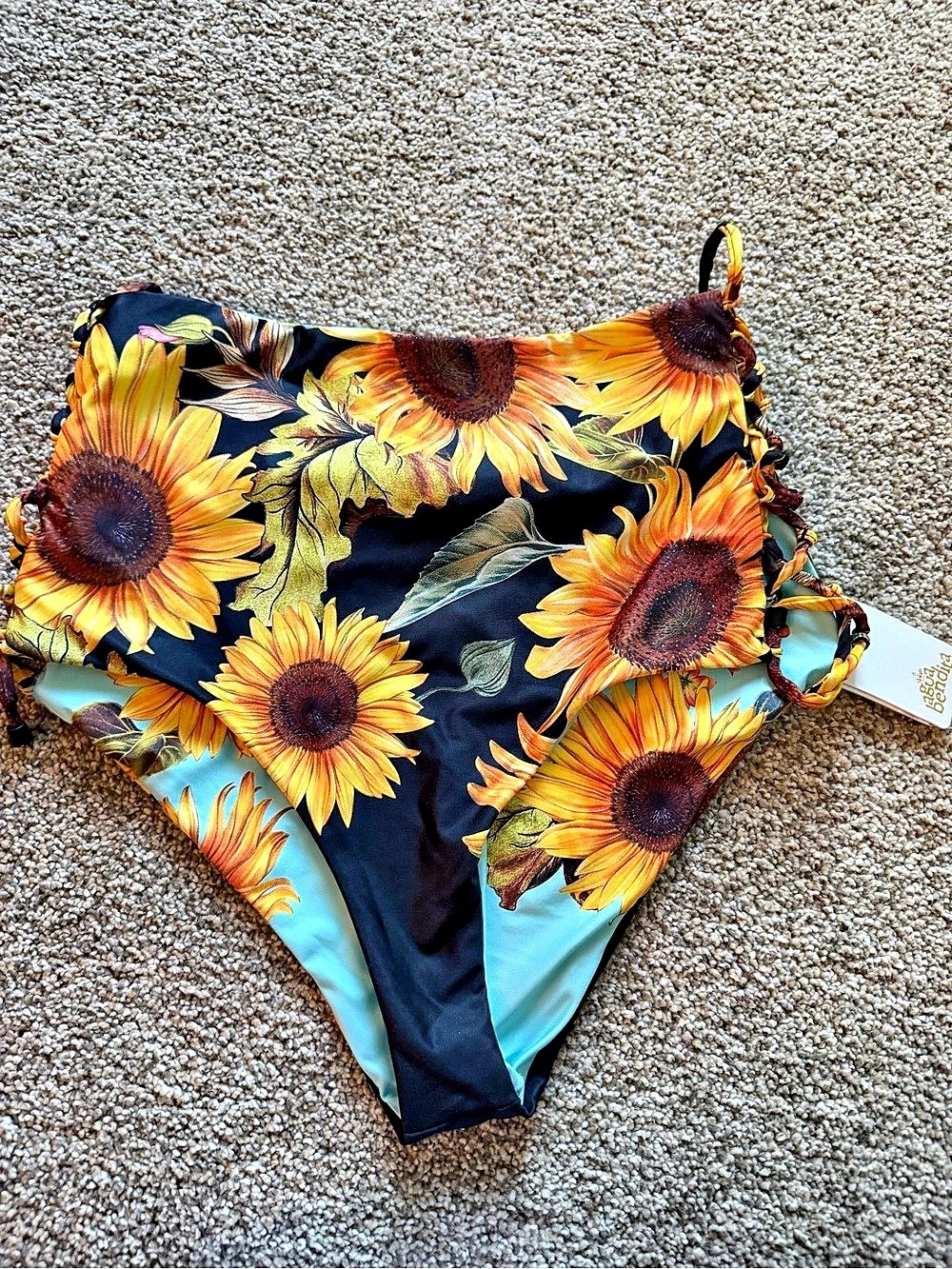 Agua Bendita Hope Sun shower Bottom in Black & Blue XL NWT